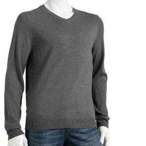 Mens Wool Blend Sweater Apt 9 Gray Small Merino V-Neck Long Sleeves